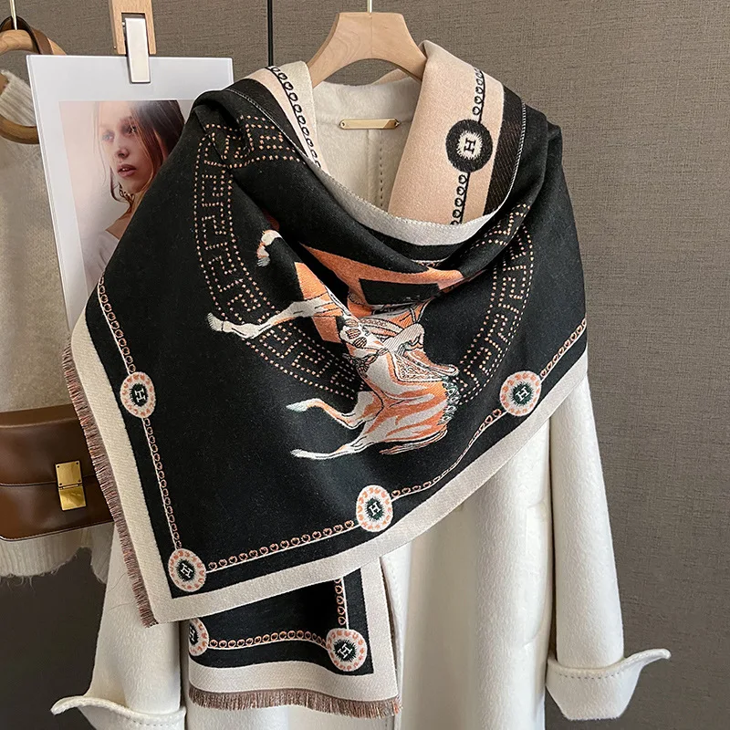 new design luxury pattern  thick scarf poncho for women winter cashmere scarves