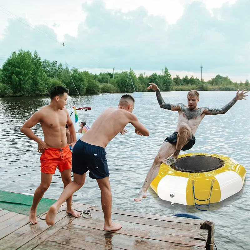 Inflatable Water Trampoline, Recreational Water Bounce , Portable & Heavy Duty Bounce Swimming Platform for Lakes