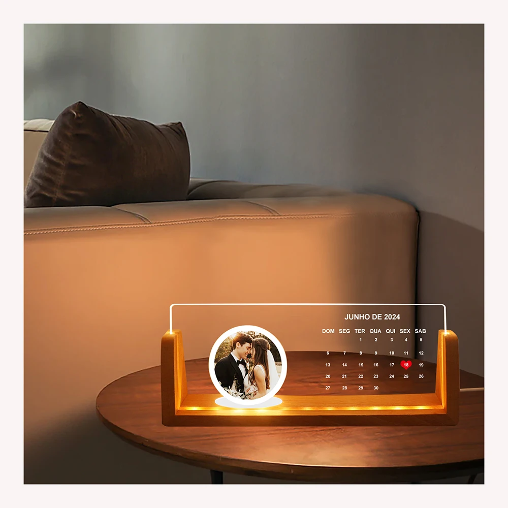 Personalized Customization Photo 3D Outside Carving Acrylic Acrylic Light Creative LED Wooden Base Night Light