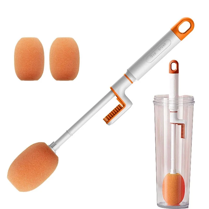3 In 1 Bottle Cleaning Brush Sponge Bottle Gap Cleaner Long Handle Cup cleaner For Mug Bottle Cover Kitchen Cleaning Tool