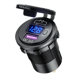 New durable charger motorcycle waterproof usb voltmeter + PD3.0