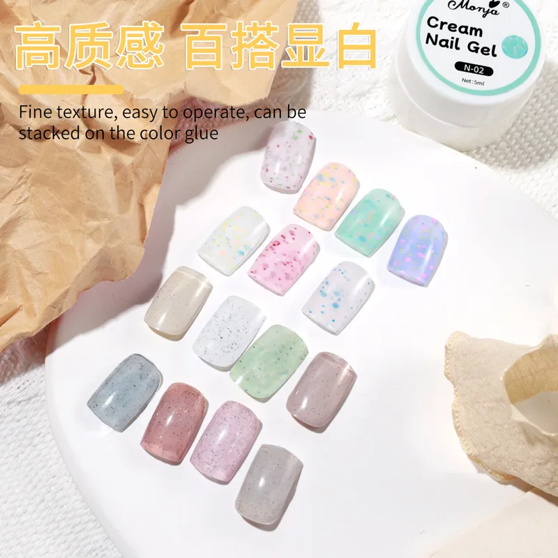 Popular 15 Colors Pudding Colorful 5ml Nail Art Gel Nail Extension Solid Soft Nail Art Gel Polish