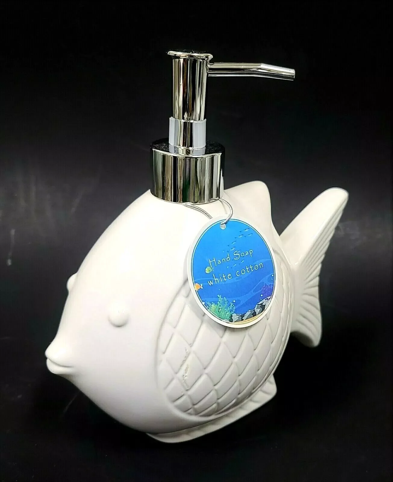 3D FIish with cotton Soap,Dispenser Silver Pump,Bath Shop Canada White Ceramic Soap Dispenser
