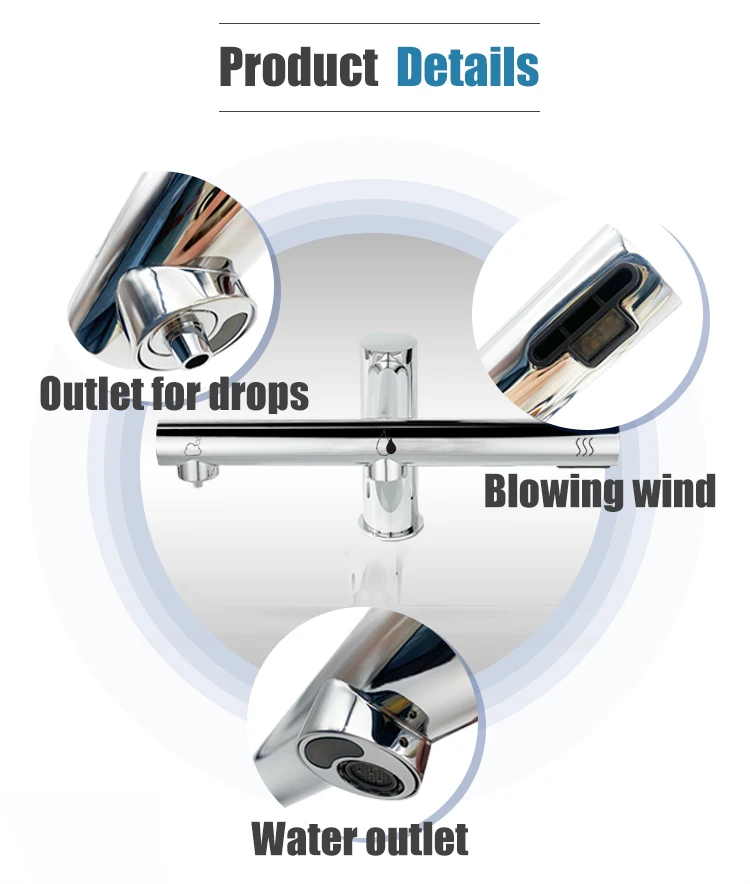 Customized Plugs Hand Dryer Touchless Stainless Steel Basin Faucet Tap With Soap Dispenser