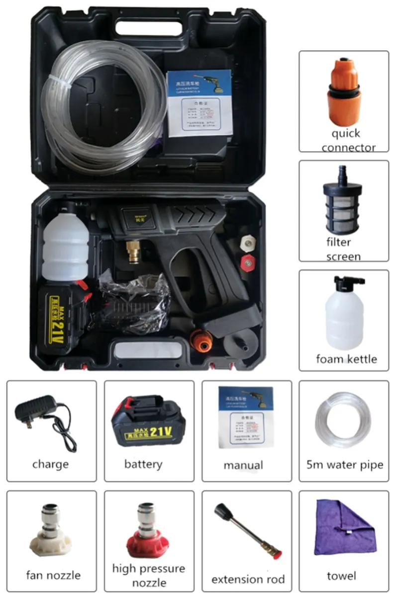 2021 Factory Price Portable Wireless Lithium Battery Cleaning Water Spray Pressure Gun For Car Wash