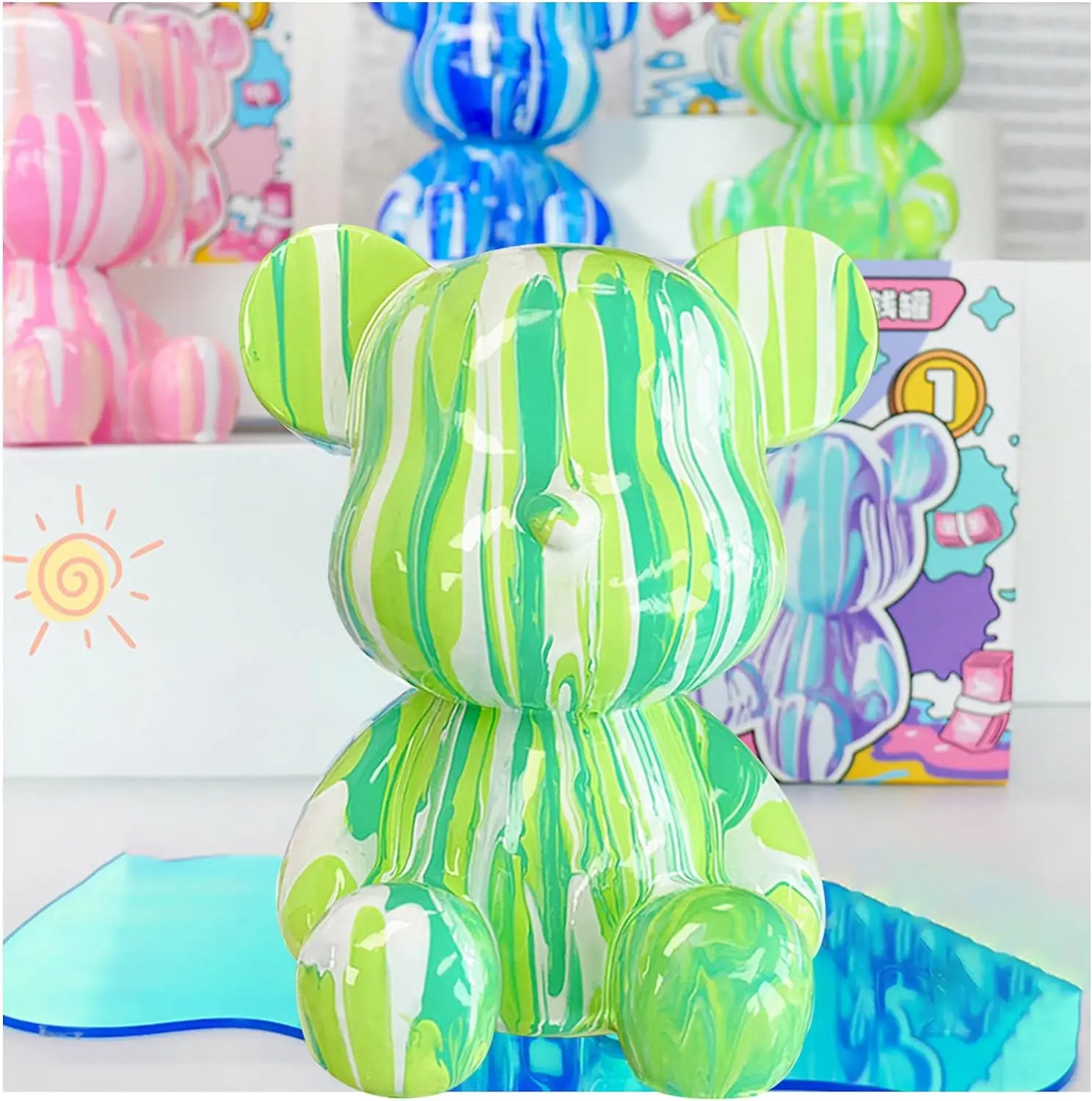 Custom Wholesale Diy Fluid Bear Piggy Bank Home Decoration for Kids and Adults