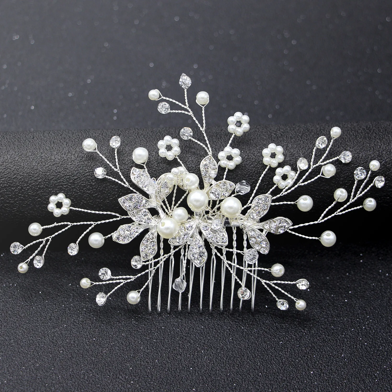 MC388 Top Quality Fashion Bridal Handmade Pearls Hair Combs Women Flower Rhinestones Hair Comb Bridal Headpieces