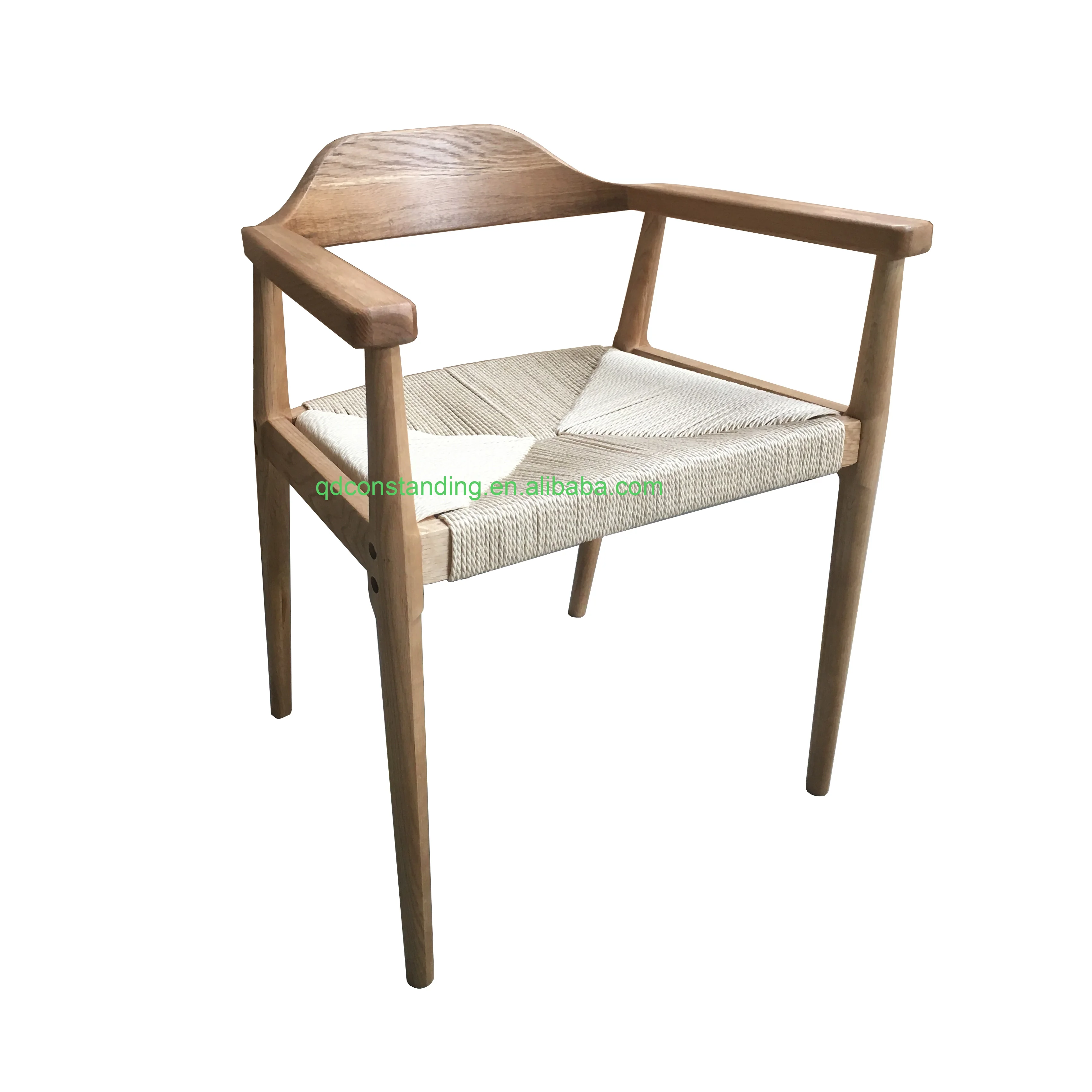 OEM ODM Factory Unique Design Vintage Solid Wood Restaurant Living Room Kitchen Hand-woven Wooden Paper Cord Seat Dining Chair