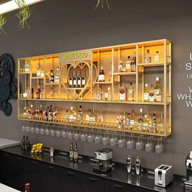Beer Store Display Furniture Wine Beer Display Showcase Glass Wine Cabinet Wooden Rack LED Sign for Shop Design