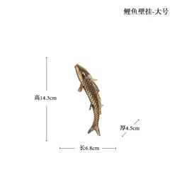 Metal Copper crafts 6 Inch Gold Fish Wall Art Decoration