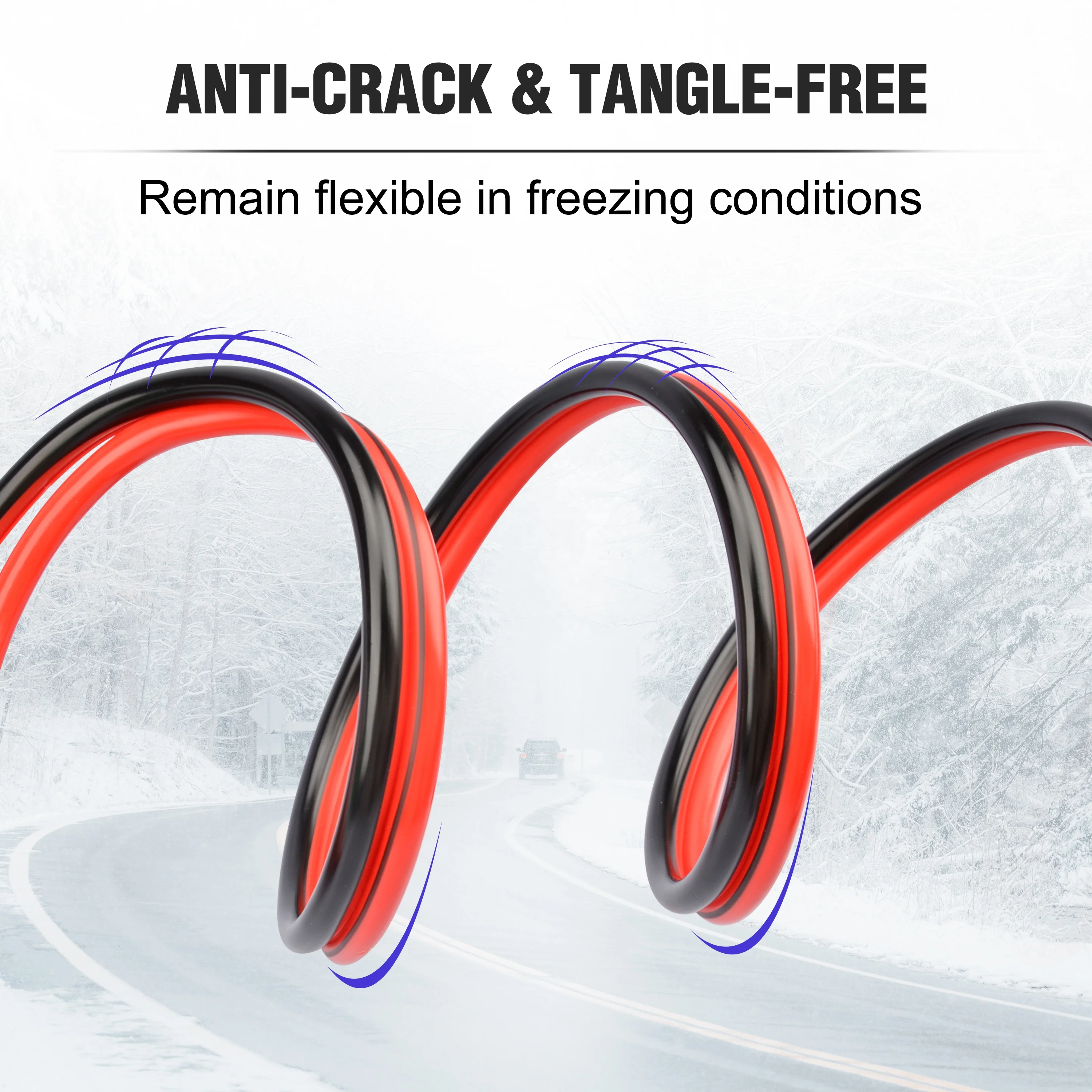 Jumper Cables, 25FT  2-Gauge, 600 AMP Automotive Vehicle Booster Cables