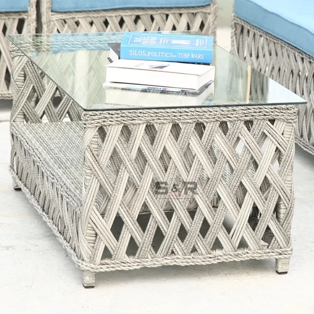 New classic comfort garden style outdoor garden furniture set rattan sofa with table