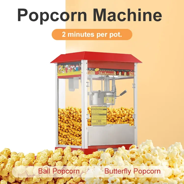 Red Roof Commercial Round Pop Corn Making Maker Customized Popcorn Machine Popcorn Machine 20 oz Kettle Popcorn Machine
