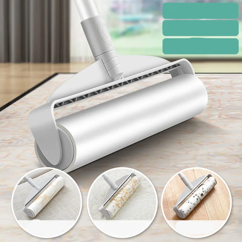 Long handle extension telescopic hair sticking sticky paper sticky mop dust removal roller tearable sticky