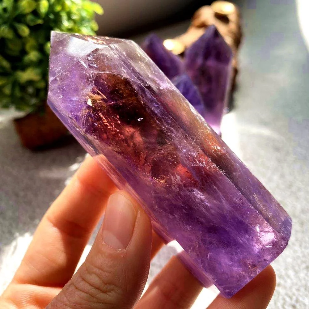 Hot Sale Natural Folk Crafts Crystal Quartz Tower Hand Carving  Reiki Gemstone Wands Ametrine Point for Healing