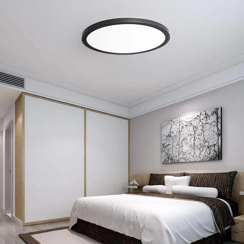 Worbest Kitchen Black Slim Light Modern Ceil Flush Mount Lamp Led Ceiling Light Fixtures Flush Mount  For Home
