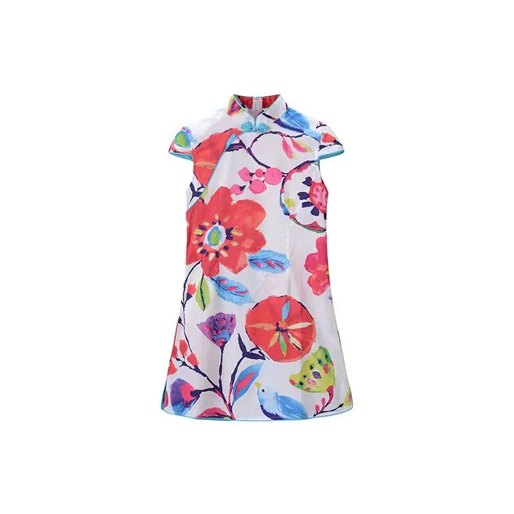 
High Quality Summer Chinese Style Flower Cheongsam Qipao Girl 
