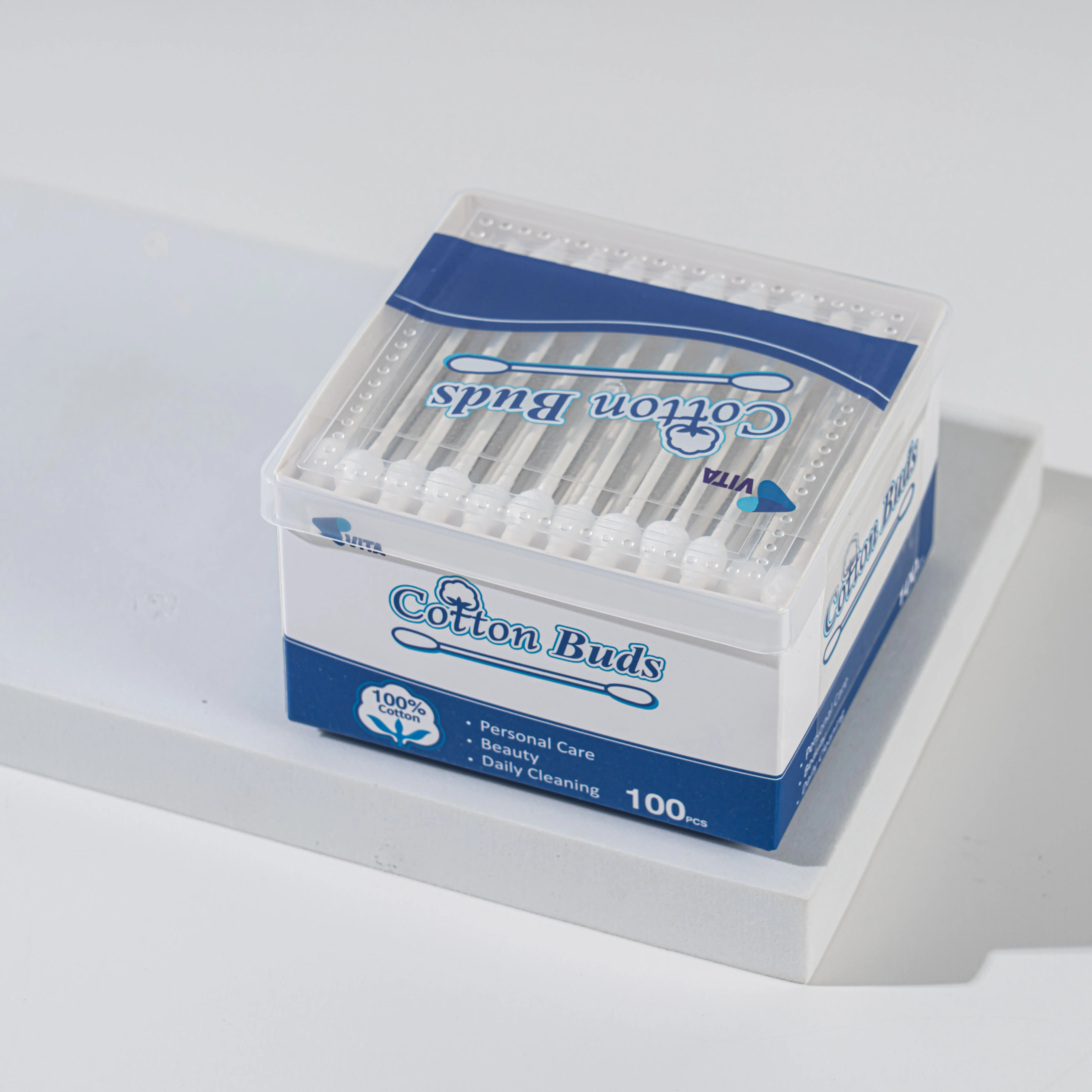 High quality double-ended teardrop swabs disposable cotton swabs 300P paper packaging Eco-Friendly cotton swabs make up