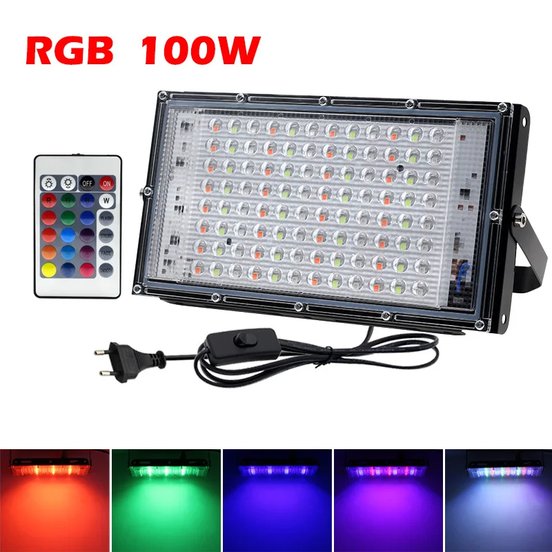 2022 Led Rgb 100w Led Flood Light Rgb Floodlight 50w 100w Color Light Rgb Flood Lights