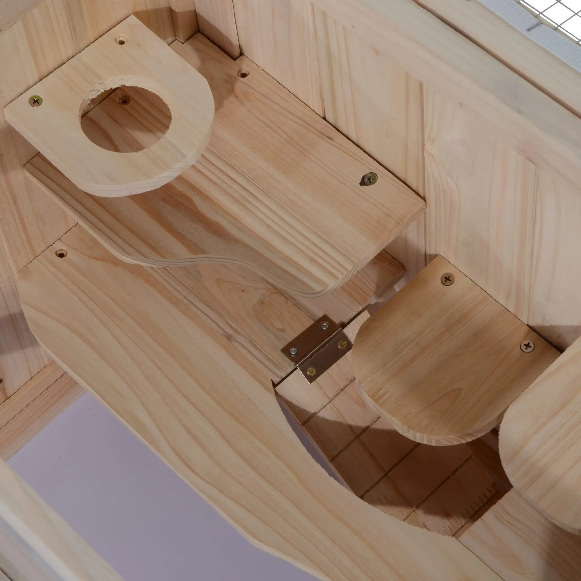 Chinchilla Cage Hutch Wood Hamster Cage Chilochilo Wooden for Dwarf Hamster 2-tiers with Shelf and Ladder Natural Pet House