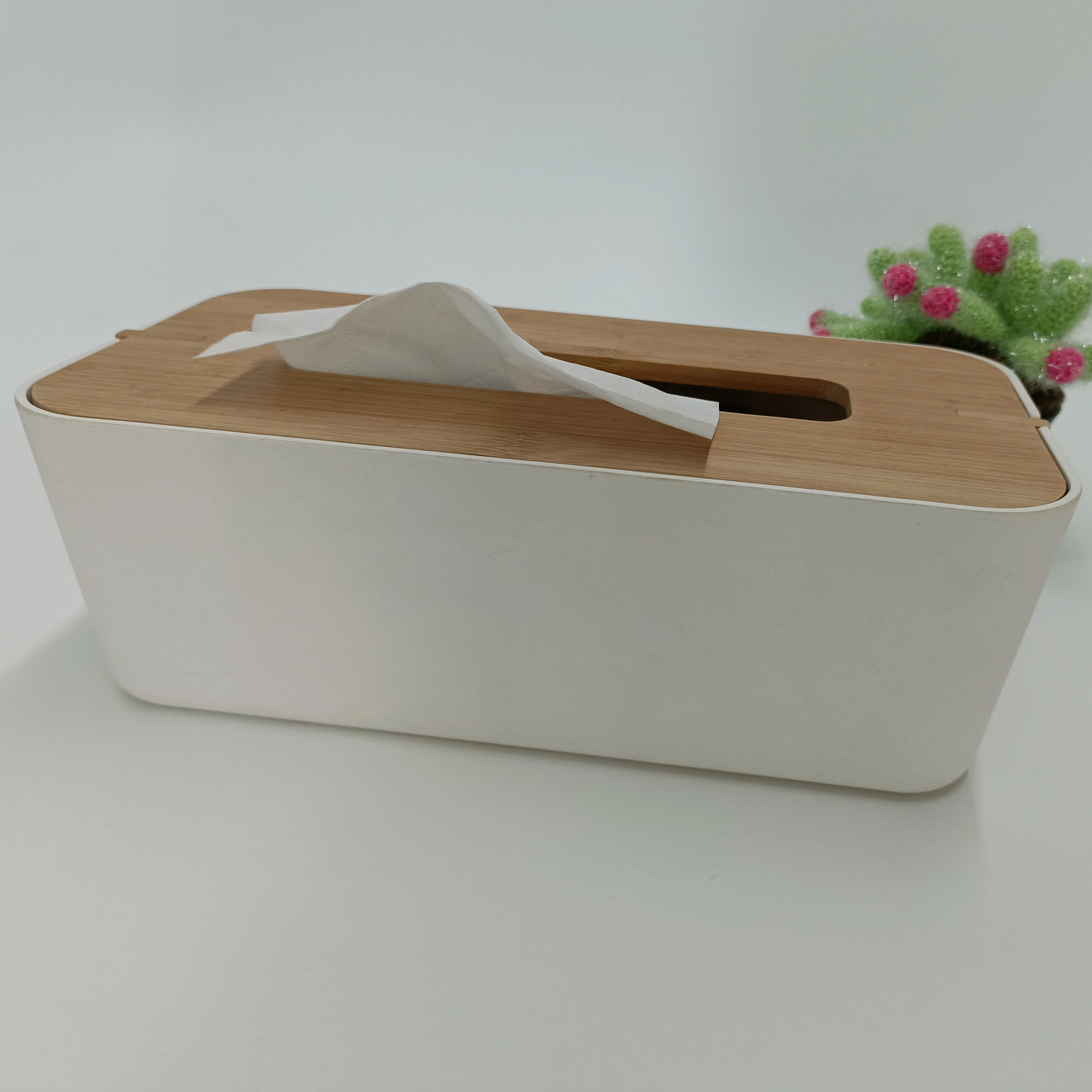 Sustainable Bamboo Fiber Tissue Box Holder Household Paper Towel Storage Box Bamboo Lid Tissue Storage Container Napkin Box