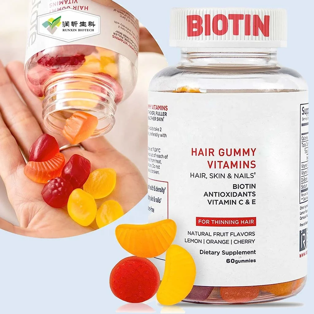 haribo candy cheveux hair growth vitamin biotin collagen protein gummies for hair skin and nails