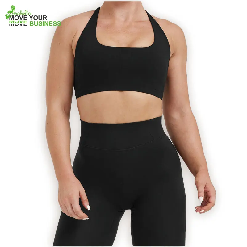 Arabella 2024 Custom Logo Women Gym Fitness Sublimation Blank Full Coverage High Impact Push Up Solid Sports Bra