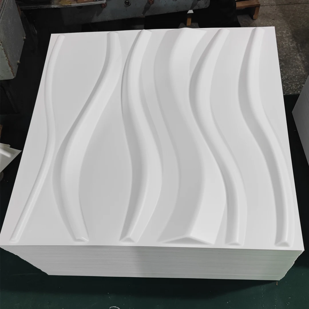 Modern white Square Plastic PVC 3D Wall Panels Wave Wallpaper Murals For Hote Interior Decors