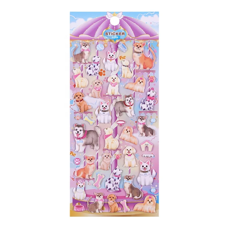 SHANLE Wholesale Cartoon Animal EVA Sticker Set Cute Cat Bear Puffy Sticker Custom Korean Decor Stationery 3D Bubble PVC Sticker
