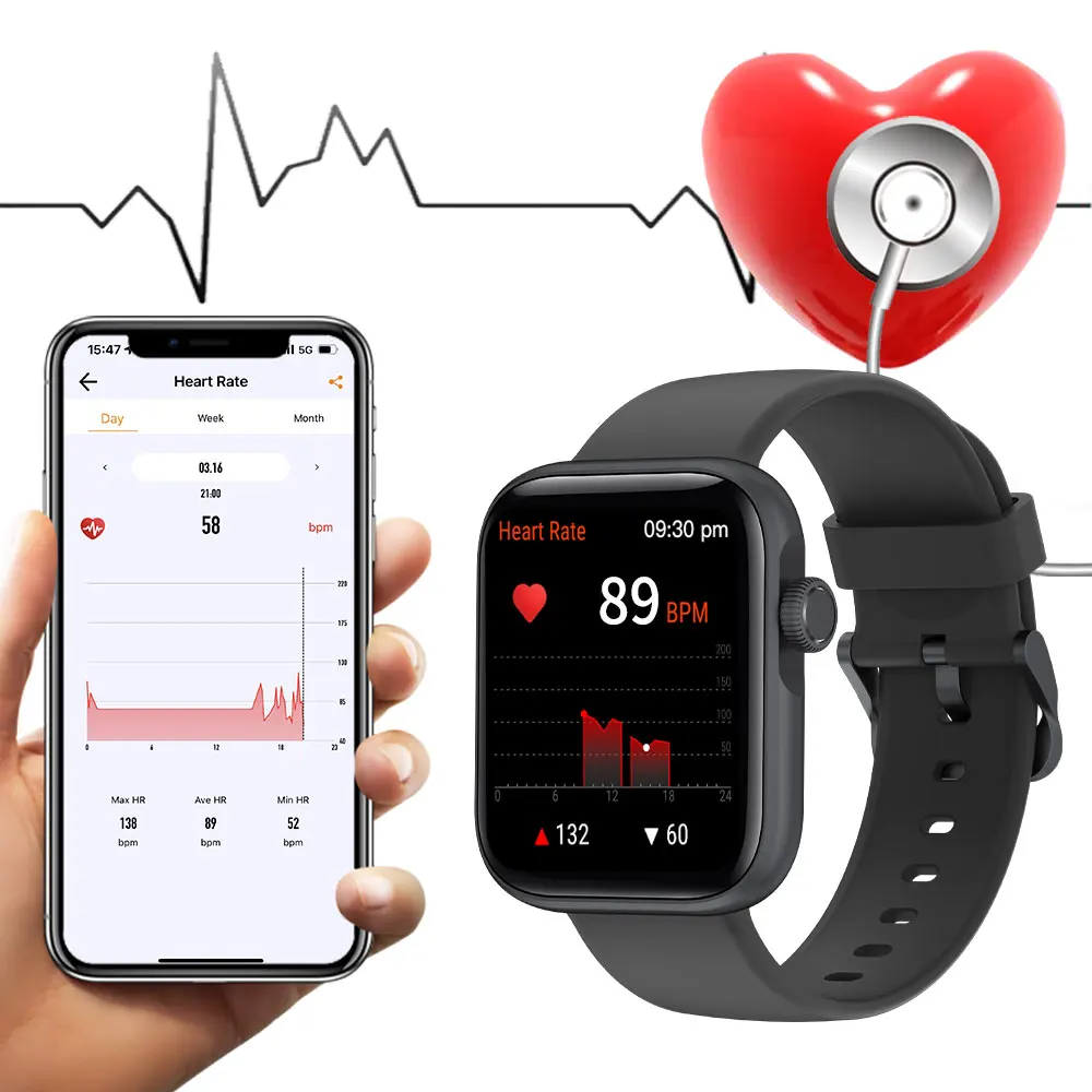 Bluetooth call heart rate blood oxygen temperature detection voice assistant motion alarm health waterproof LC201 smart watch