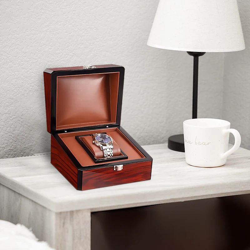 2024 New Style Custom luxury packaging watch box display pu leather wooden watch gift case for travel watch boxes