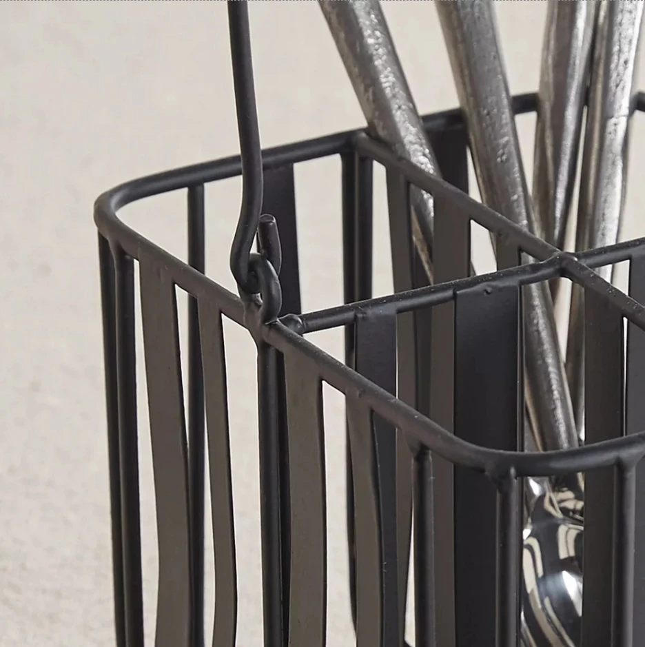 Kitchen Black Modern Portable Utensil Caddy Cutlery Organizer Metal Utensil Holder