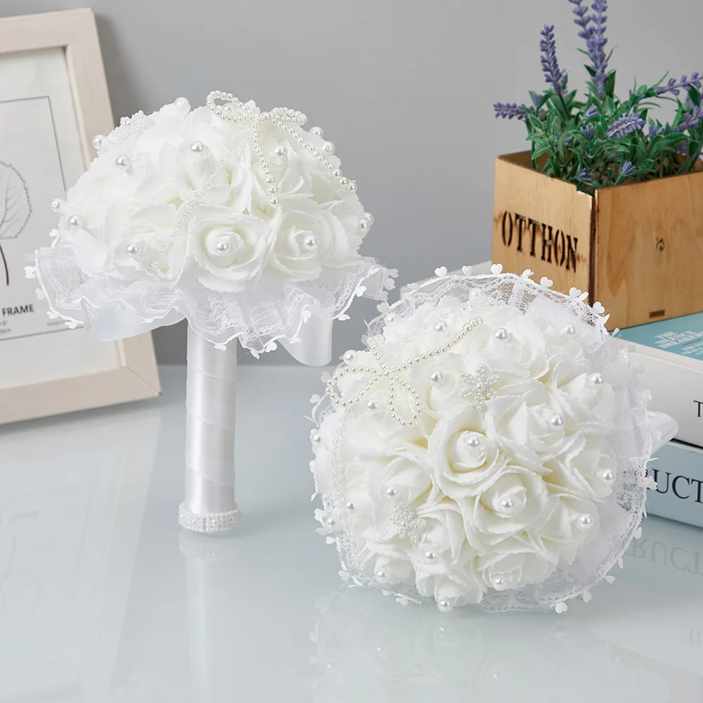 S0151R  2023 pink Sweet and Beautiful Foam White pink Decoration Bridal Bouquet