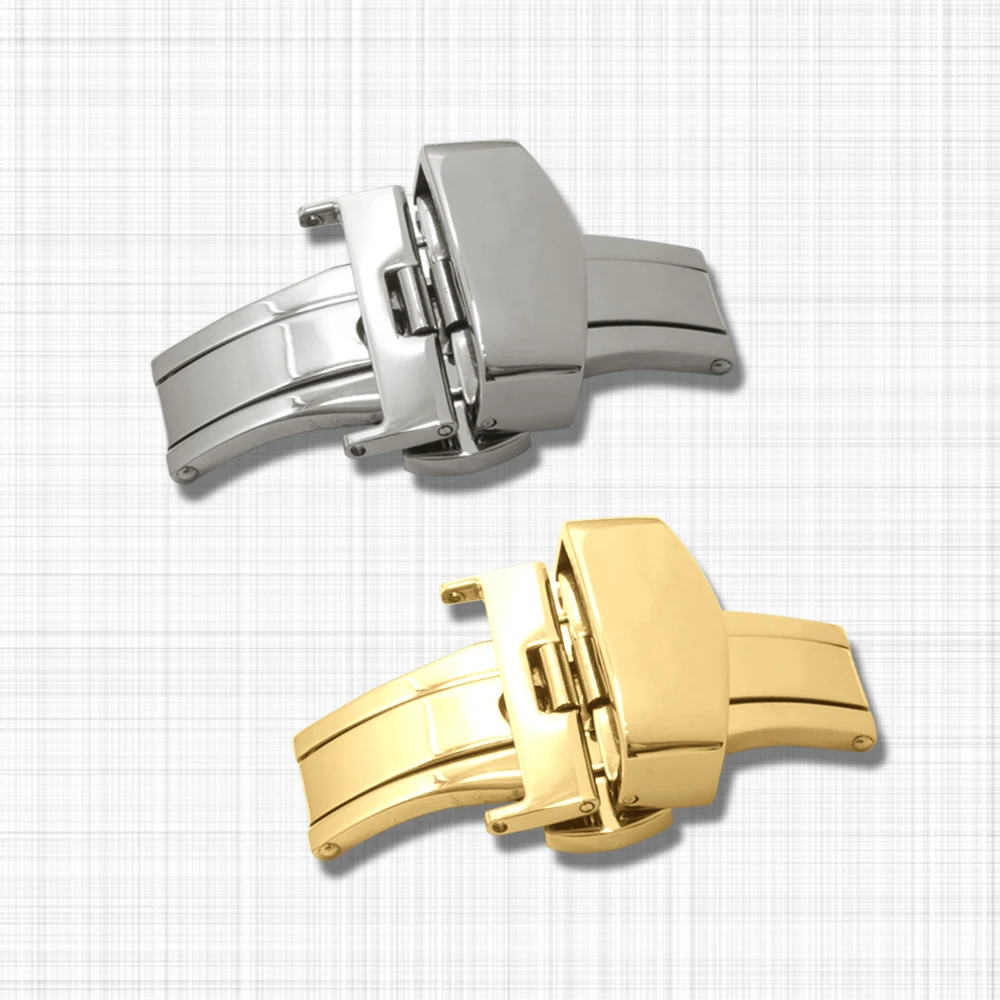 Stainless Steel 304 watch Belt folding buckle Gold and silver Double Push Buckle wrist watch parts