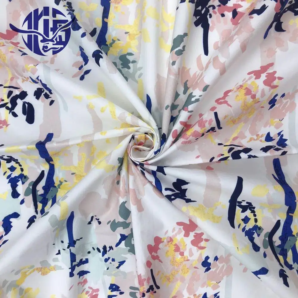 wholesale Gots Certified Muslin flower Printing 100% Organic Cotton  poplin dress Fabric for baby