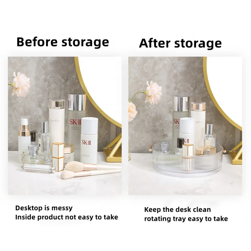 Rotating desktop containers Dresser Organizer Round Skincare Jewelry Cosmetic Storage Box Transparent rotatable makeup organizer
