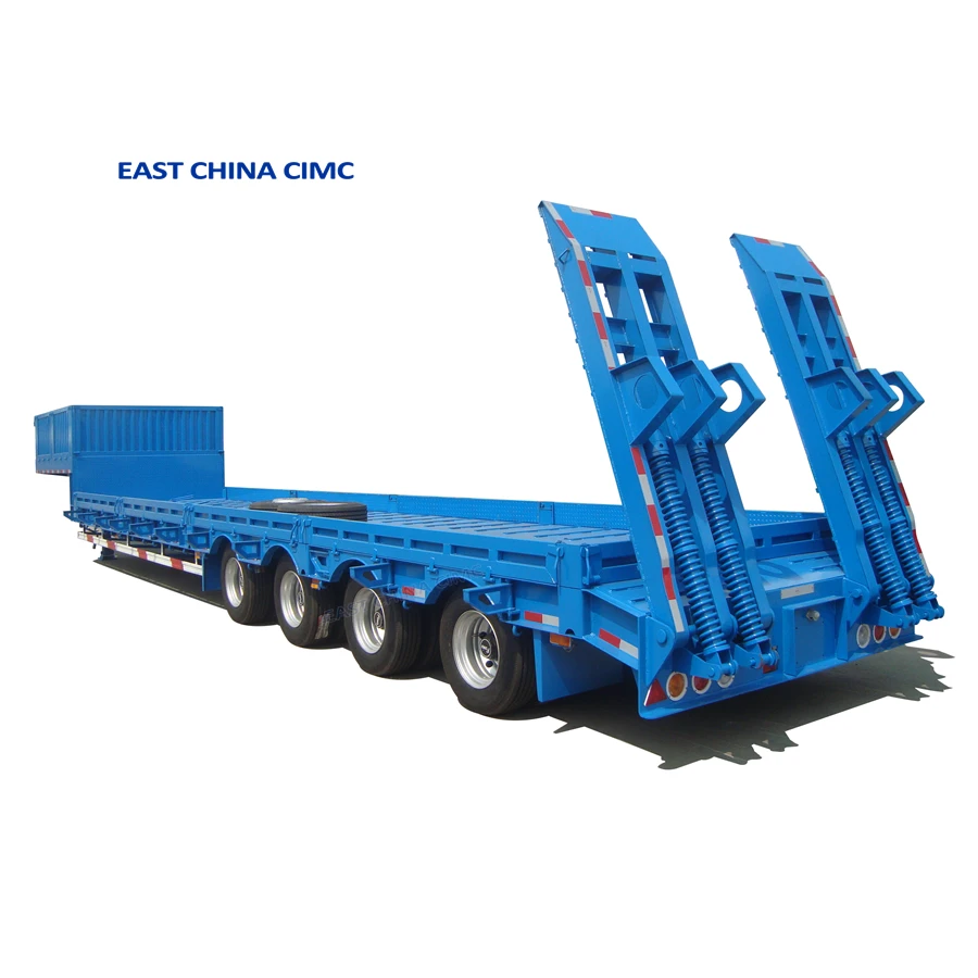 Multi Axles 80tons Heavy Duty Gooseneck Low Bed Truck Trailer With Expansion Board