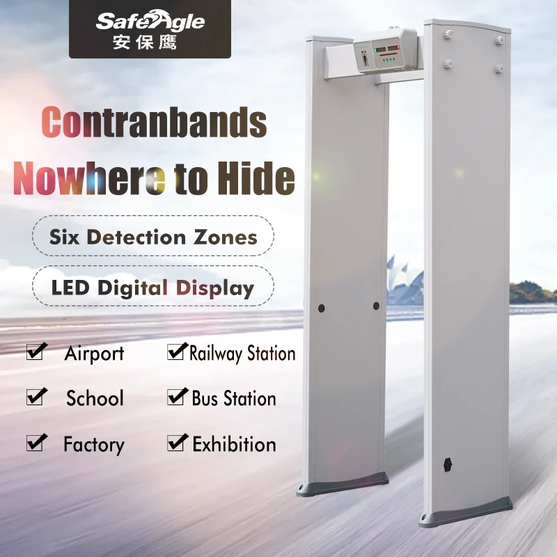 Safeagle On-sales Security Scanner 6 Zone Walk Through Metal Detector Machine Gate with 400 Grade Adjustable Sensitivity
