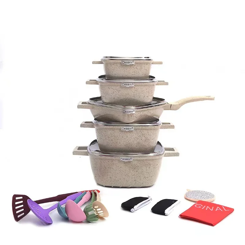 Stocked 25pieces Dessini Cookware Sets Non-Stick American Style Soup Pot Cookware Sets
