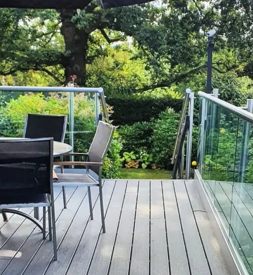 BNS aframeless u channel aluminum balcony railing balustrade design modern glass handrail deck base shoe patio glass railing