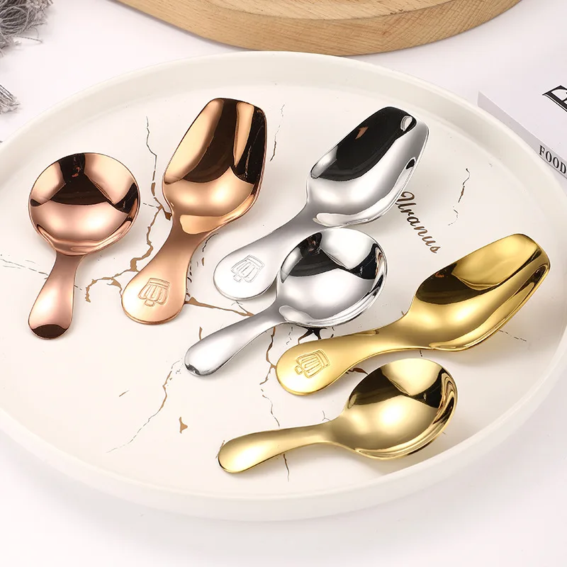 Creative 304 stainless steel short handle ice cream spoon children dessert spoon tea shovel