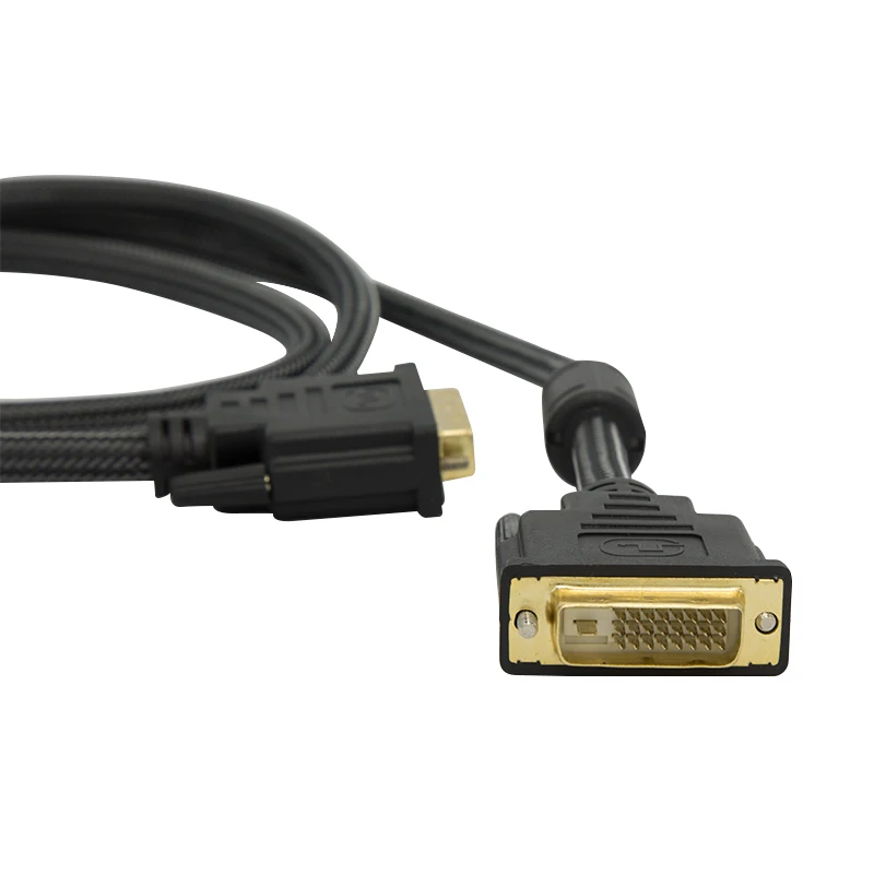 Braided black gold-plated dvi 24+1/24+5 to dvi cable for HDTV projectors computers