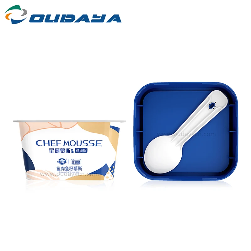 Freezer Safe Customized PET Dog Cat Animal Food Snacks Cup in Mold Label Spoon and Lid