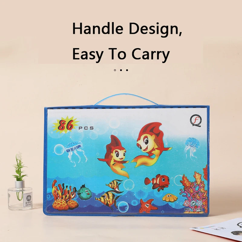 
High Quality 86 pcs Set 24 Colors Marker Pen Children Drawing Gift Kawaii School Supplies Stationery Set 