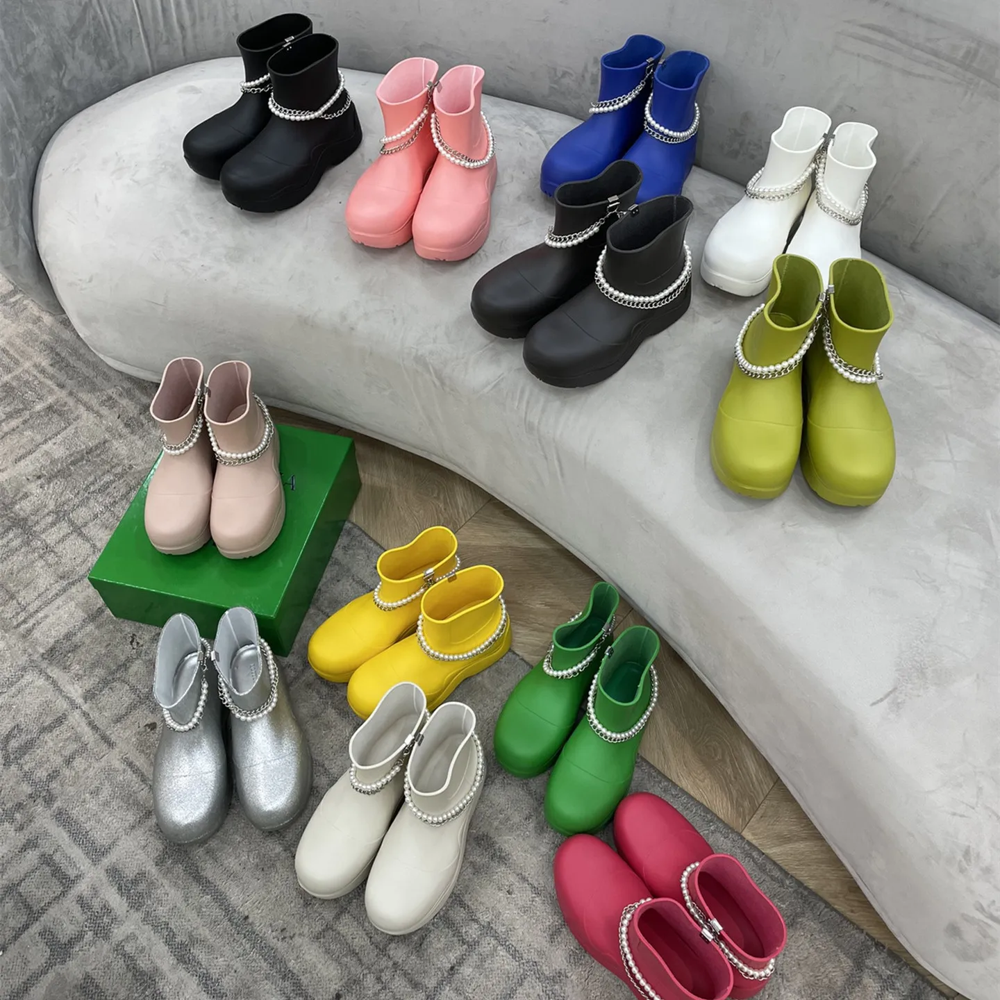 Fashionable ins thick soled rain boots EVA material lightweight anti-skid outdoor waterproof rain boots in rainy season