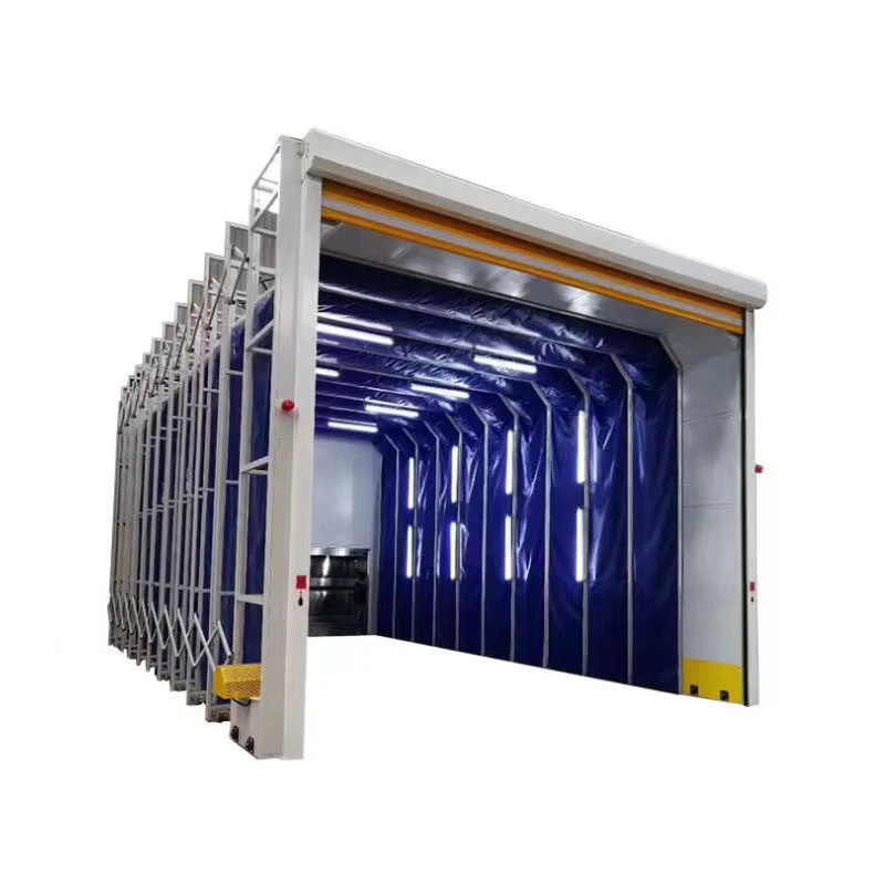 Retractable paint booth for spray booth on large workpieces spray painting room
