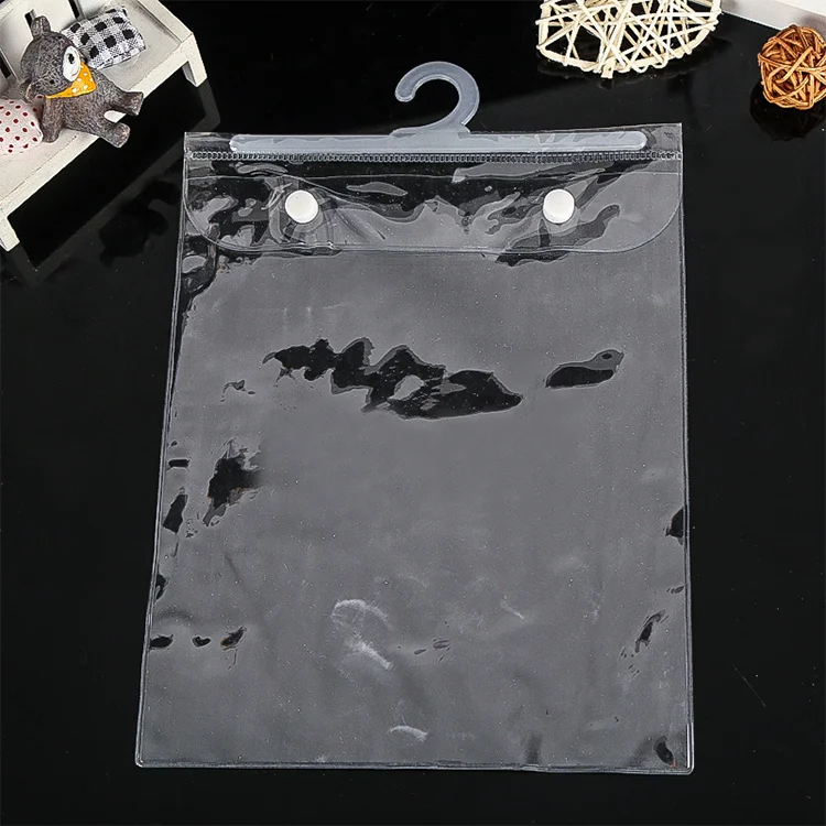 Custom Resealable Clear Recycled Plastic Bag with Hanger for Clothing Packaging
