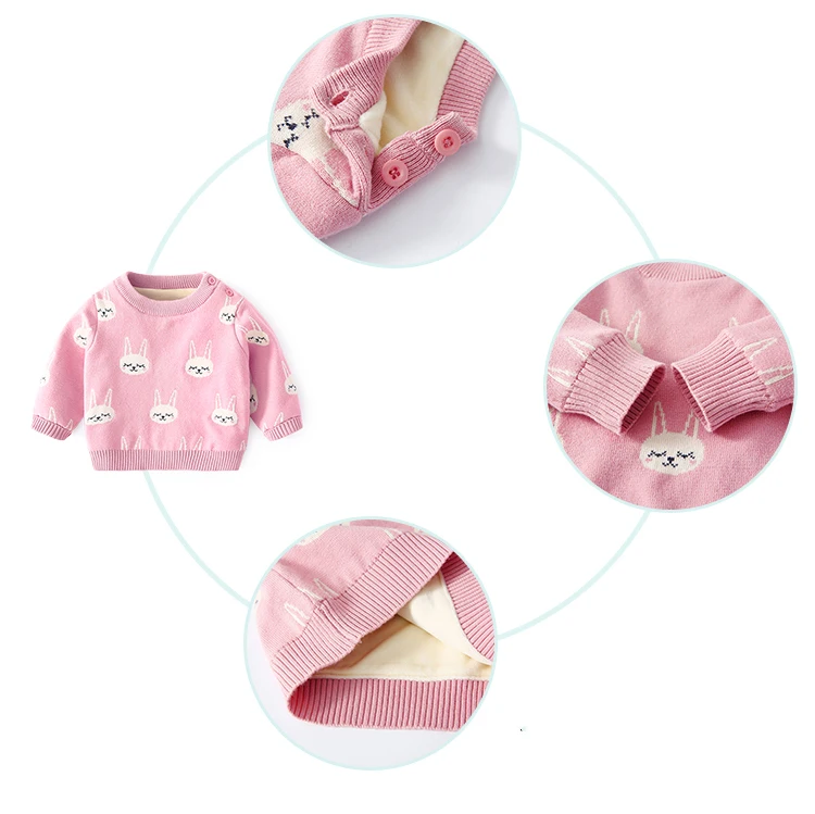 
cartoon animal jacquard thickening knit baby sweaters winter baby clothes kids pullovers 