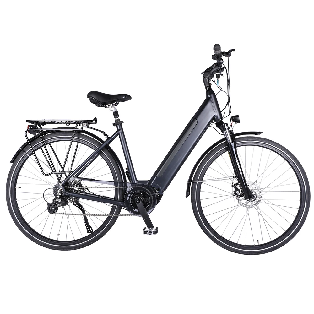 2021 New design 36v 250w torque sensor electric bicycle bafang mid drive motor step through ebike 14.5Ah City bike with pedals