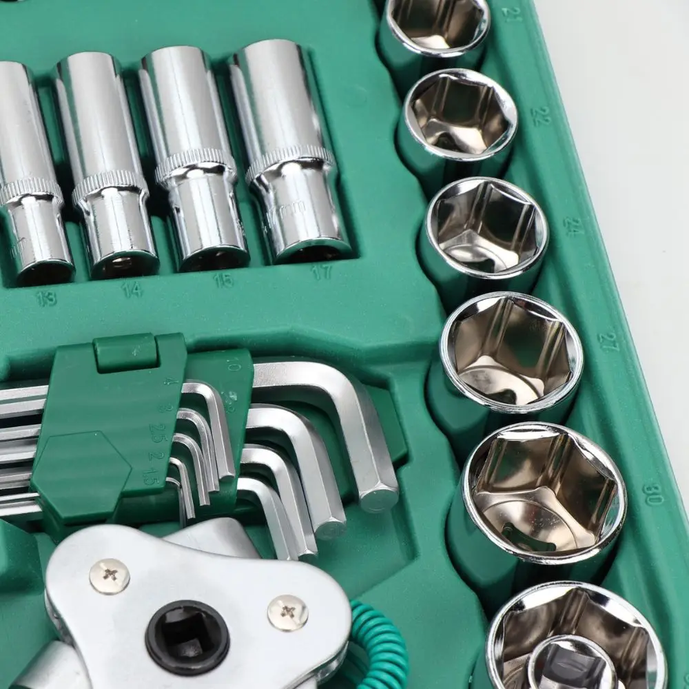 121pcs Car Repair Tool Box Spanner Socket Wrench Mechanic Hand Tool Kit Set In Aluminium Suitcase For Bike Automobile Repairing